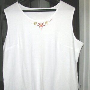 White Cotton Poly Knit Tank Top Allison Daley Size 22W